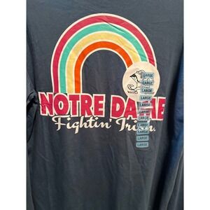 Champion Notre Dame Fighting Irish Rainbow Long Sleeve Pocket Tee Large NWT Navy